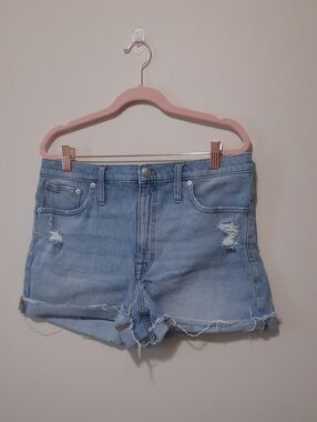 Madewell Light Blue Distressed Denim Shorts